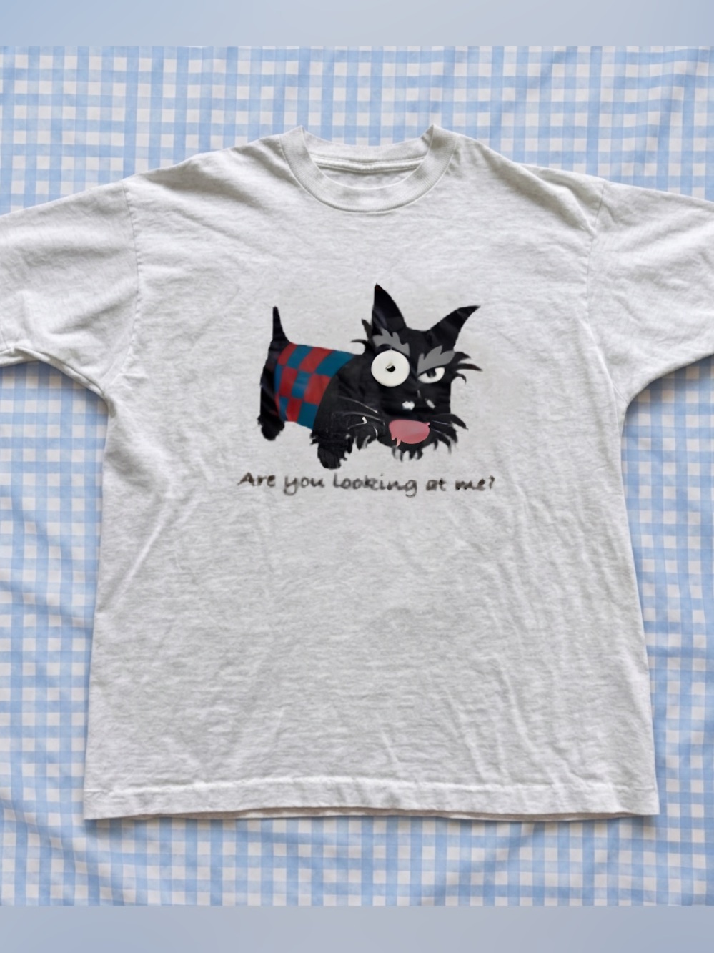 Gildan White Cute Dog Graphic Tee, Black Dog Illustration, Shirt for Unisex
